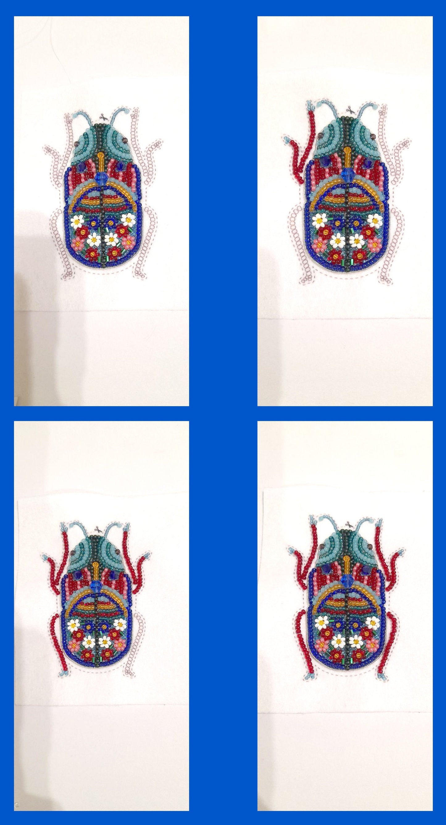 four pictures of a coat of arms on a blue background