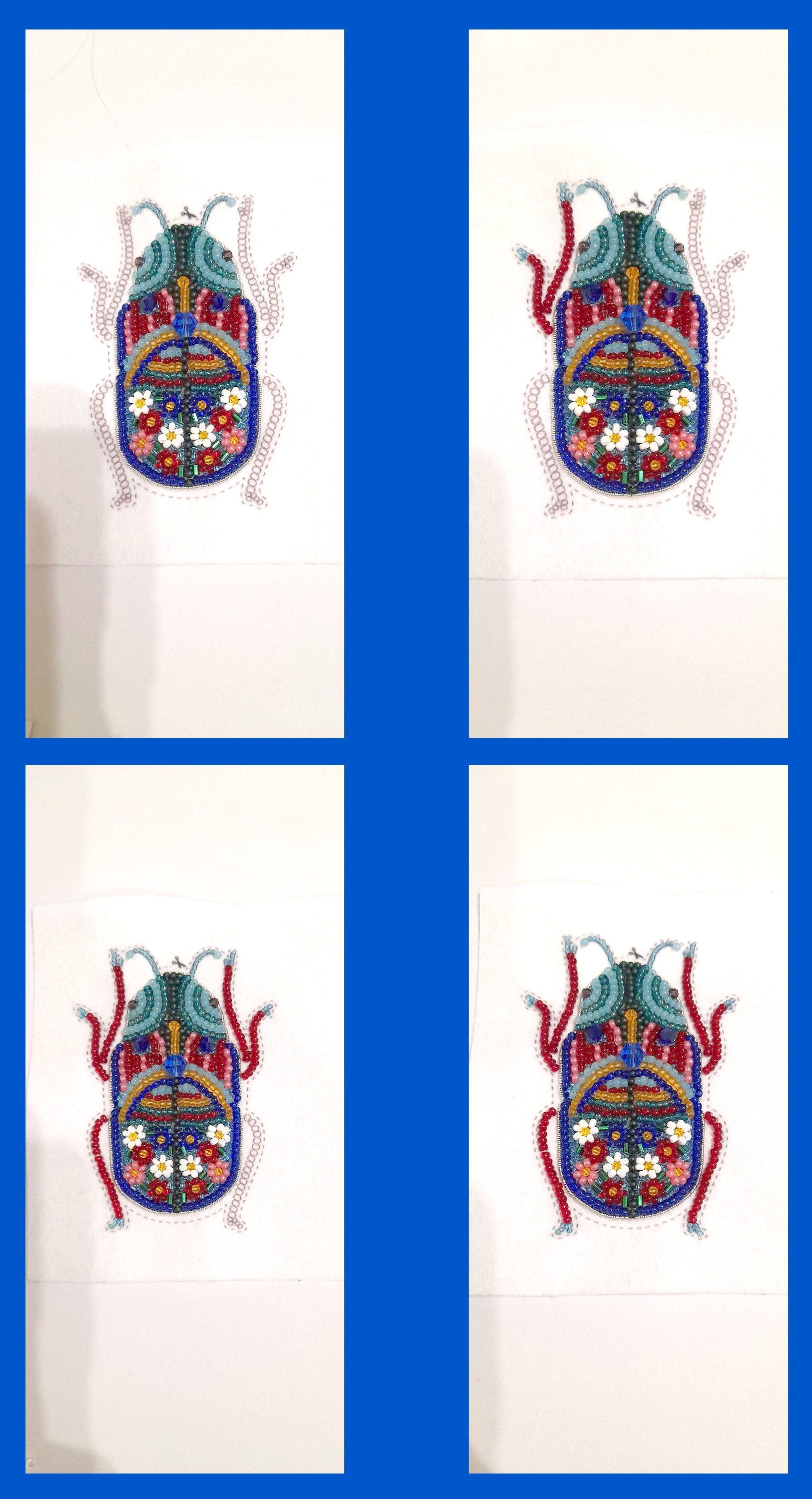 four pictures of a coat of arms on a blue background