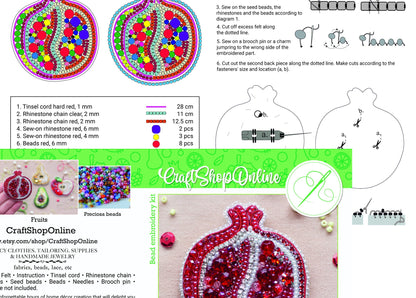 a brochure with a picture of a beaded ornament