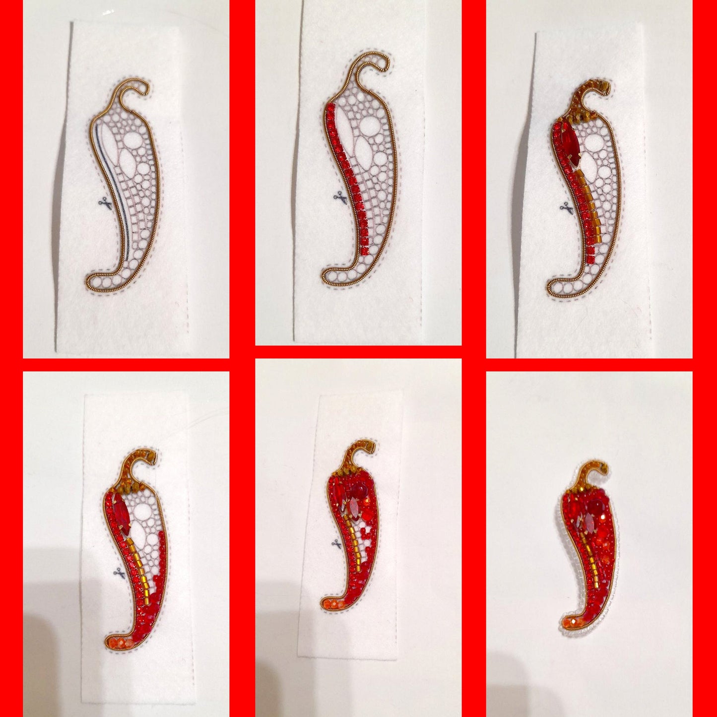 a series of photographs of a red chili pepper