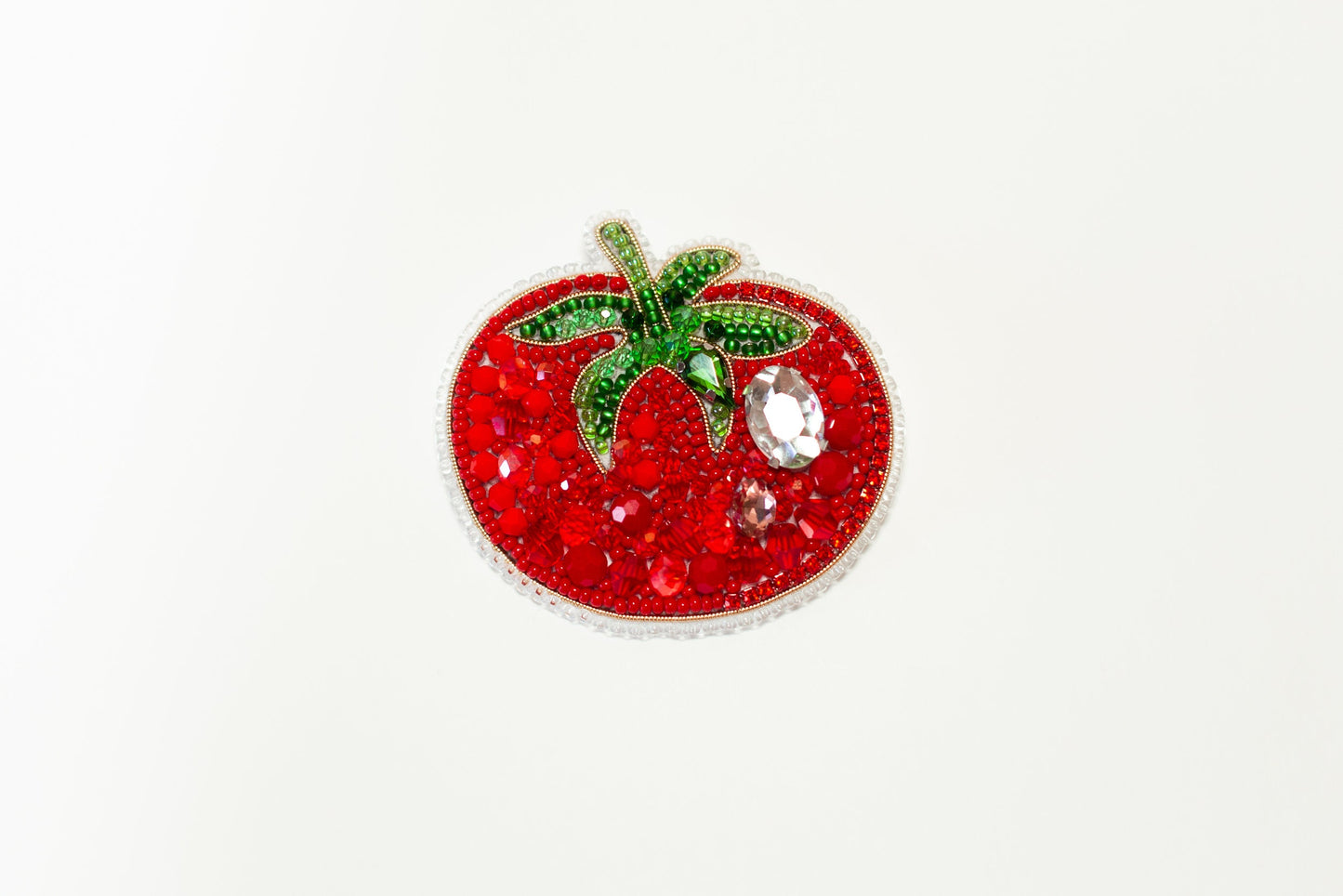 Bead Embroidery Kit Tomato. Seed Bead Brooch kit. DIY Craft kit. Veggies Beading Kit. Needlework beading. Handmade Jewelry Making Kit