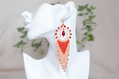 a close up of a pair of earrings on a mannequin head