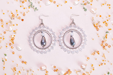 White and Silver Beaded Earrings DIY Kit