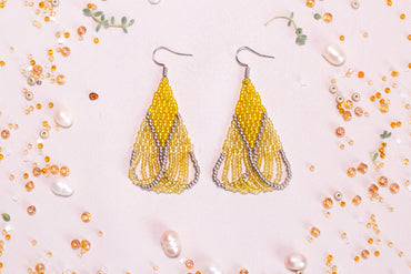 Yellow Mosaic Beaded Earrings DIY Kit