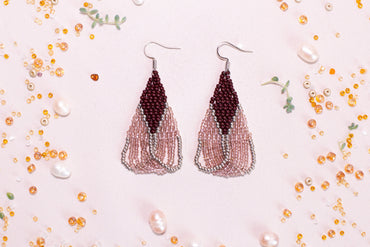 Brown and Beige Mosaic Beaded Earrings DIY Kit