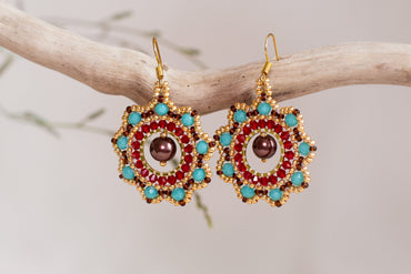 Turquoise and Red Beaded Earrings DIY Kit