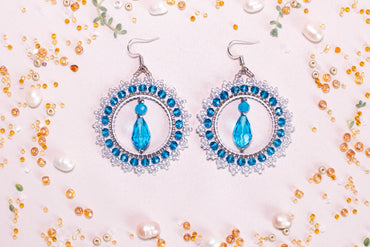 Blue and Silver Beaded Earrings DIY Kit