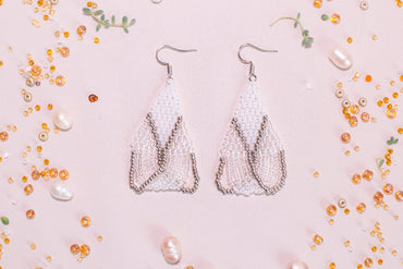 White and Clear Mosaic Beaded Earrings DIY Kit