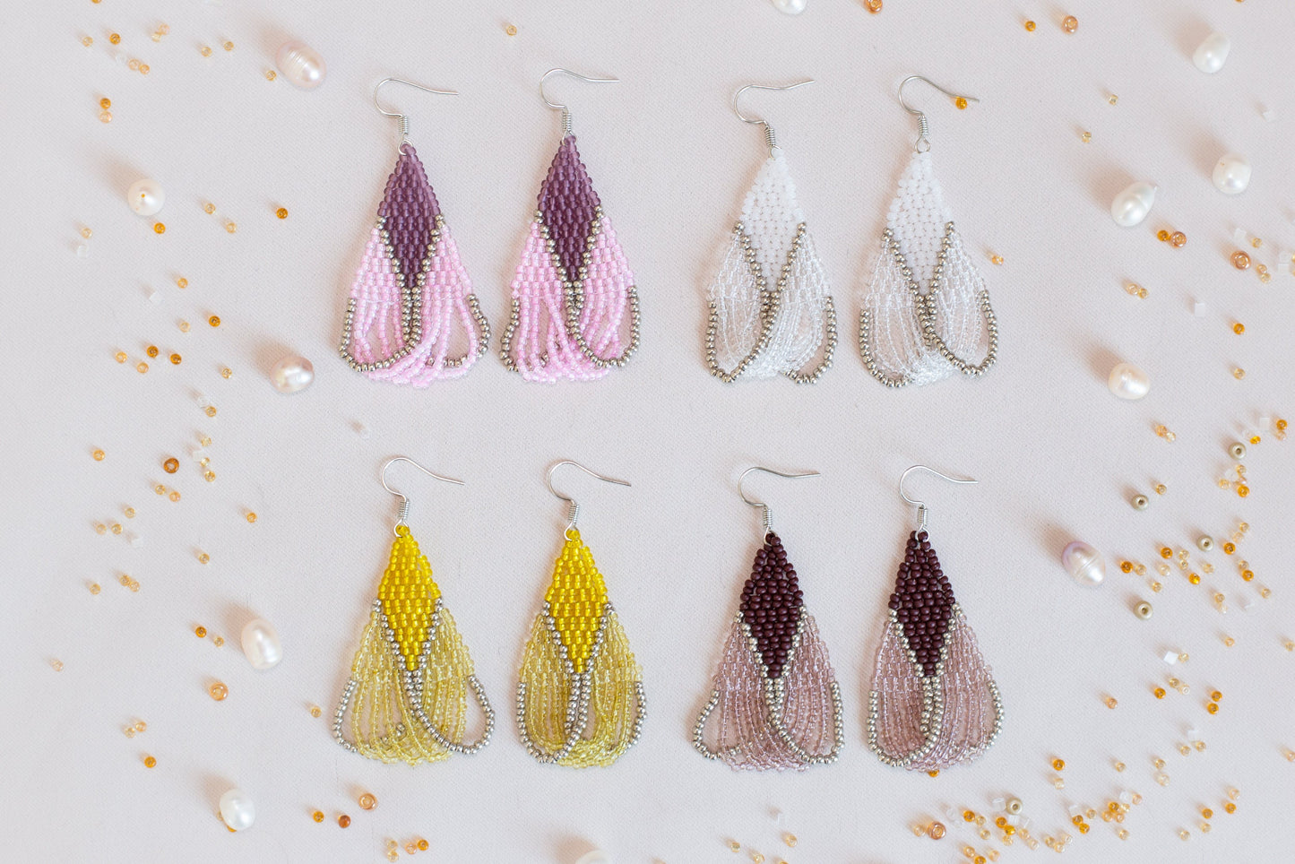 a set of six pairs of beaded earrings