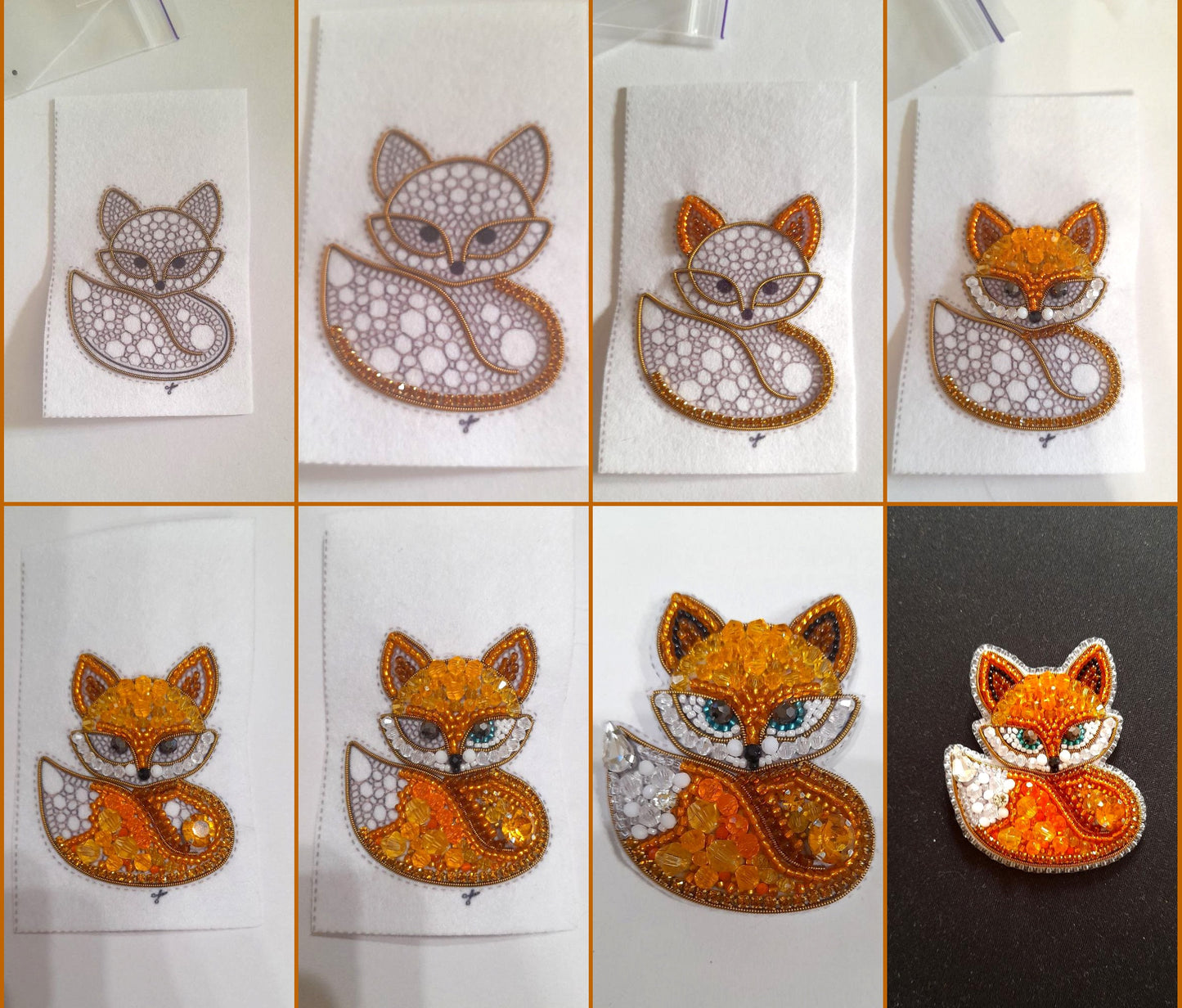 Bead Embroidery Kit Fox. Seed Bead Brooch kit. DIY Craft kit. Animal Beading Kit. Needlework beading. Handmade Jewelry Making Kit