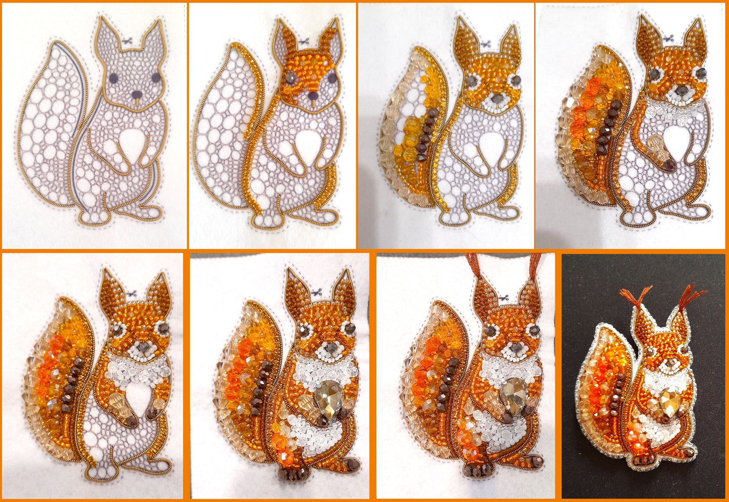 Bead Embroidery Kit Squirrel. Seed Bead Brooch kit. DIY Craft kit. Animal Beading Kit. Needlework beading. Handmade Jewelry Making Kit