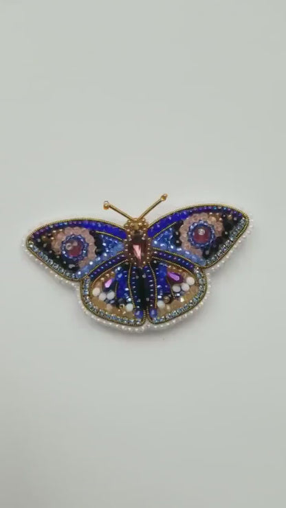 Bead Embroidery Kit Purple Butterfly. Seed Bead Brooch kit. DIY Craft kit. Insect Beading kit Needlework beading Handmade Jewelry Making Kit