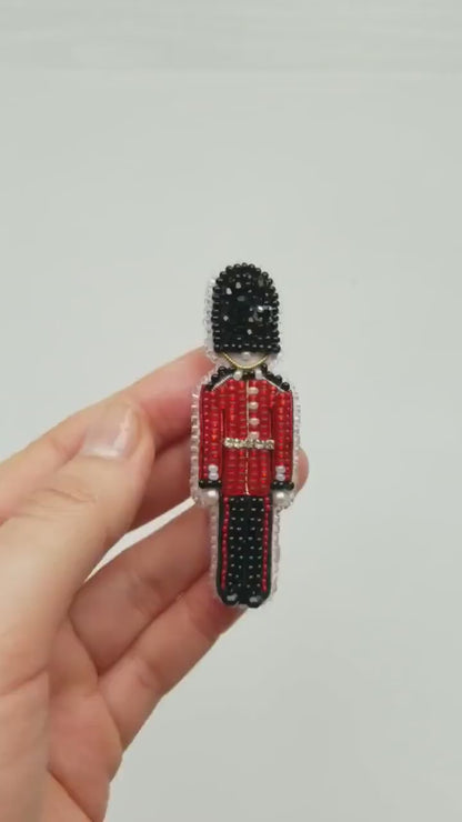 Bead Embroidery Kit London Guard. Seed Bead Brooch kit. DIY Craft kit. UK Themed Beading Kit. Needlework beading Handmade Jewelry Making Kit