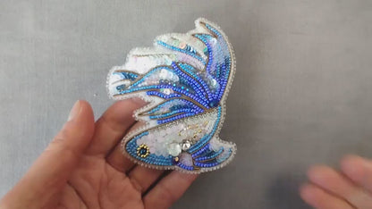 Blue Veiltail Fish - Readymade Beaded Brooch