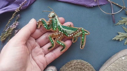 Praying Mantis Brooch Beading DIY Kit