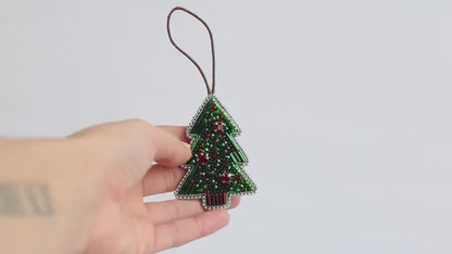 Bead Embroidery Kit Christmas Tree. Seed Bead Brooch kit. DIY Craft kit. Xmas Beading Kit. Needlework beading. Handmade Jewelry Making Kit