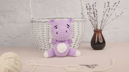 Crochet Hippo Plushie - Amigurumi Toys Readymade