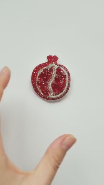 Bead Embroidery Kit Pomegranate. Seed Bead Brooch kit. DIY Craft kit. Fruit Beading kit. Needlework beading. Handmade Jewelry Making Kit