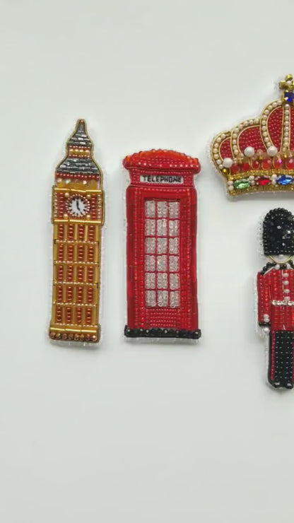 Bead Embroidery Kit - Set of 5 UK Themed Brooches, DIY Craft kits, London Beaded Brooches, Jewelry Making Kits for Adults Needlework beading