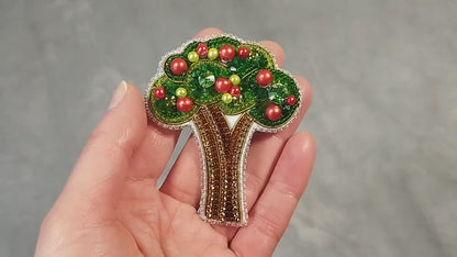 Bead Embroidery Kit Summer Tree. Seed Bead Brooch kit. DIY Craft kit. Plant Beading kit. Needlework beading. Handmade Jewelry Making Kit