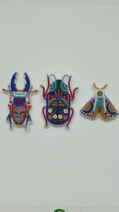 Bead Embroidery Kit - Set of 3 Beetles, DIY Craft kits, Insect Beaded Brooches, Jewelry Making Kits for Adults, Needlework beading