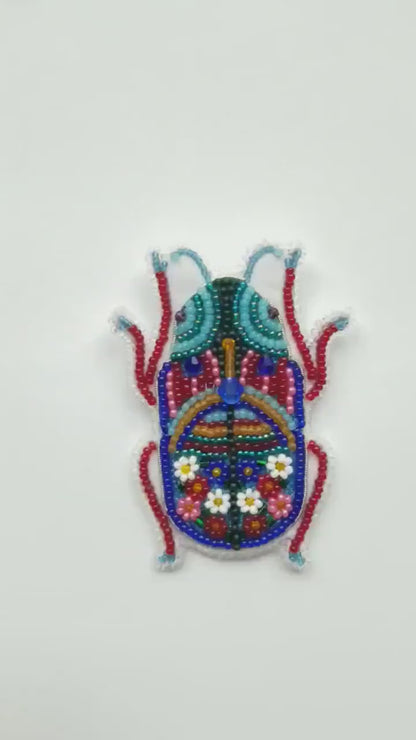 Bead Embroidery Kit Beetle. Seed Bead Brooch kit. DIY Craft kit. Insect Beading Kit. Needlework beading. Handmade Jewelry Making Kit