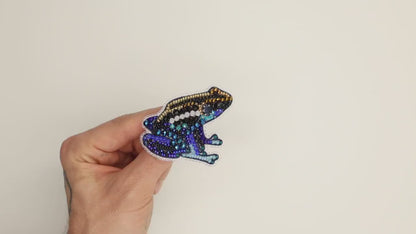 Bead Embroidery Kit Frog. Seed Bead Brooch kit. DIY Craft kit. Beading kit. Needlework beading. Handmade Jewelry Making Kit