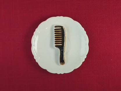 Black Comb - Readymade Beaded Brooch