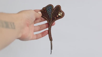 Ginkgo Leaf - Readymade Beaded Brooch