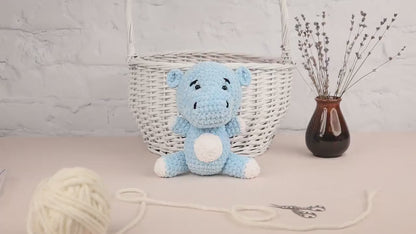 Crochet Hippo Plushie - Amigurumi Toys Readymade