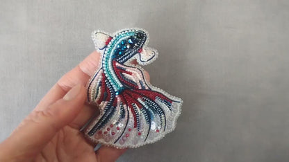 Veiltail Fish - Readymade Beaded Brooch