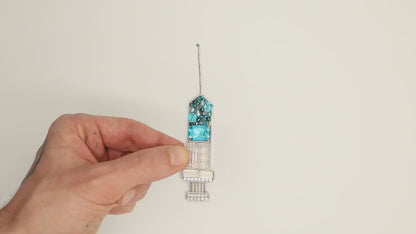 Bead Embroidery Kit Syringe. Seed Bead Brooch kit. DIY Craft kit. Medical Themed Beading kit. Needlework beading Handmade Jewelry Making Kit