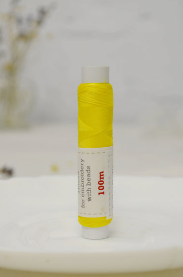 Yellow Thread 100m spools,100% polyester, Set of 5 or 10 pcs one colors, Beading embroidery threads, Sew-on rhinestones, Needlework material