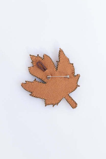 Maple Leaf Bead embroidery kit. Seed Bead Brooch kit. DIY Craft kit. Beadweaving Kit. Needlework beading. Handmade Jewelry Making Kit