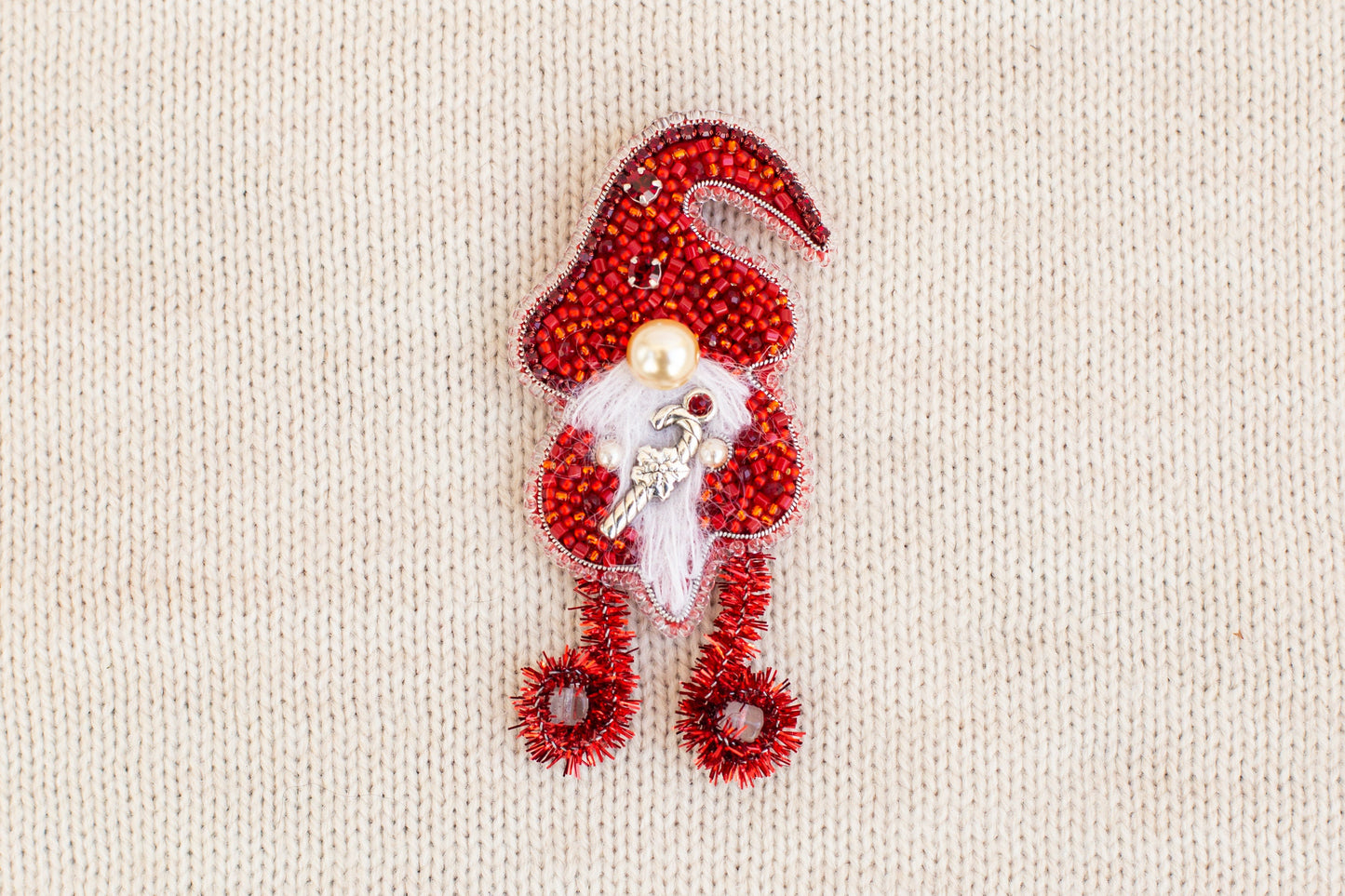 Set of 4 Christmas gnomes Bead Embroidery kits. Seed Bead Brooch kits. DIY Craft kits. Beadweaving Kits. Needlework beading