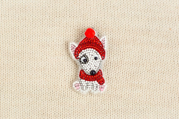 Christmas Bull Terrier Brooch Beading DIY Kit