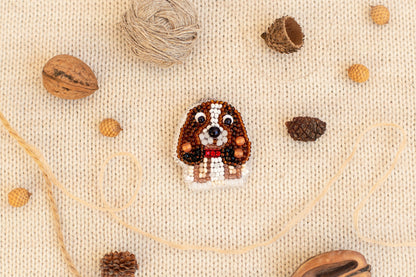 Cocker Spaniel Bead embroidery kit. Seed Bead Brooch kit. DIY Craft kit. Beadweaving Kit. Needlework beading. Handmade Jewelry Making Kit