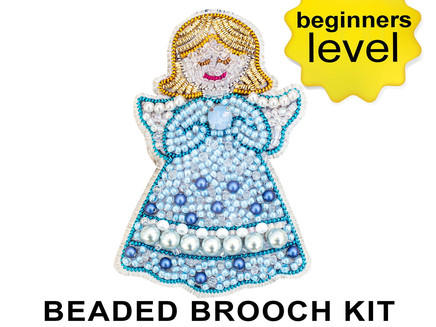 Christmas Angel Bead embroidery kit. Seed Bead Brooch kit. DIY Craft kit. Beadweaving Kit. Needlework beading