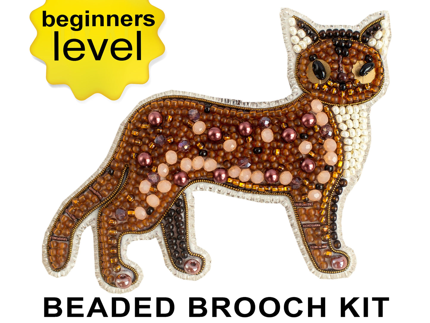 Bengal Cat Bead embroidery kit. Seed Bead Brooch kit. DIY Craft kit. Beadweaving Kit. Needlework beading. Handmade Jewelry Making Kit