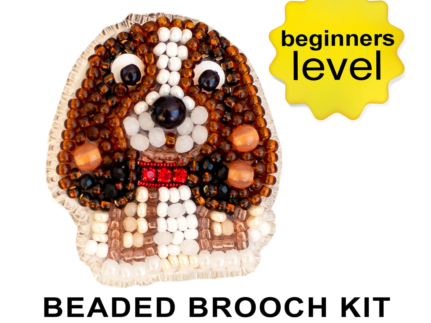 Cocker Spaniel Bead embroidery kit. Seed Bead Brooch kit. DIY Craft kit. Beadweaving Kit. Needlework beading. Handmade Jewelry Making Kit