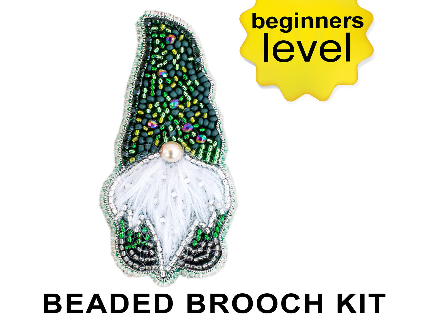 Christmas gnome Bead Embroidery kit. Seed Bead Brooch kit. DIY Craft kit. Beadweaving Kit. Needlework beading. Handmade Jewelry Making Kit