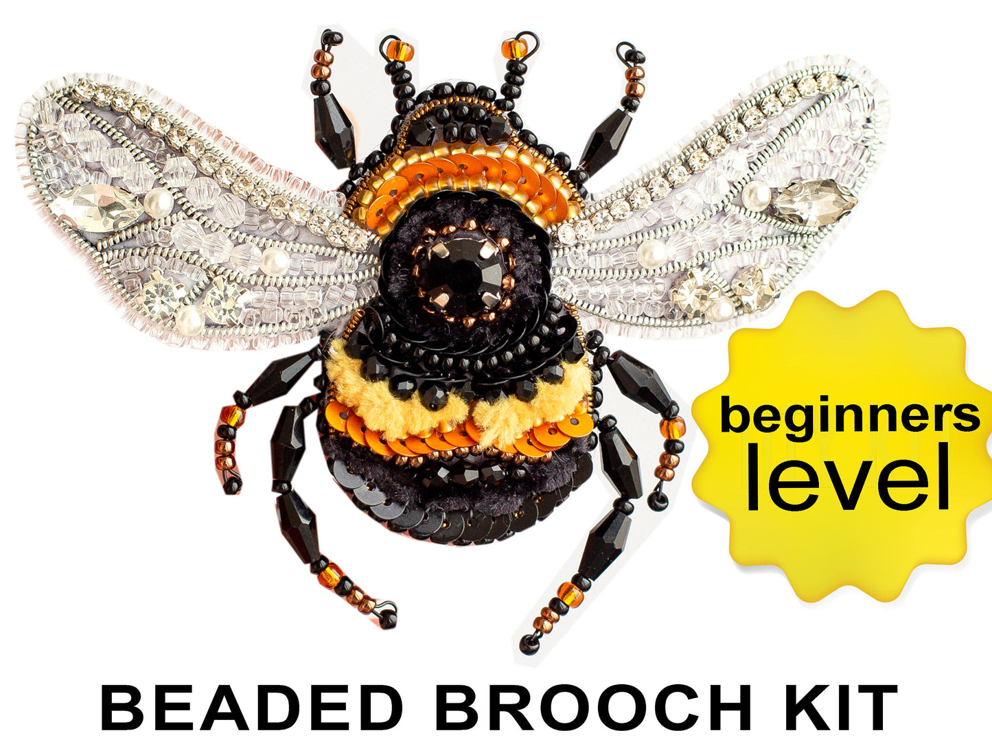 Bumblebee Bead embroidery kit. Seed Bead Brooch kit. DIY Craft kit. Beadweaving Kit. Needlework beading. Handmade Jewelry Making Kit