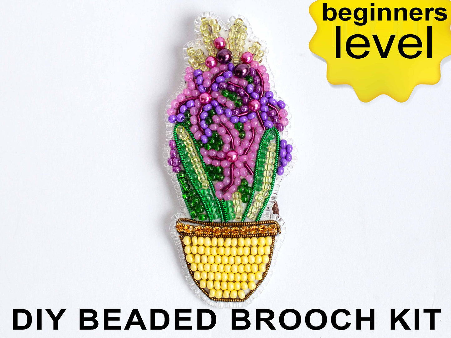 Hyacinth Bead embroidery kit. Seed Bead Brooch kit. DIY Craft kit. Beadweaving Kit. Needlework beading. Handmade Jewelry Making Kit