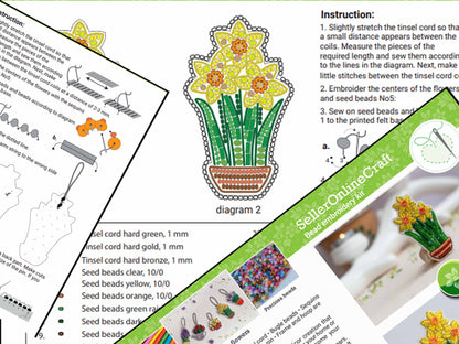 Hyacinth Bead embroidery kit. Seed Bead Brooch kit. DIY Craft kit. Beadweaving Kit. Needlework beading. Handmade Jewelry Making Kit