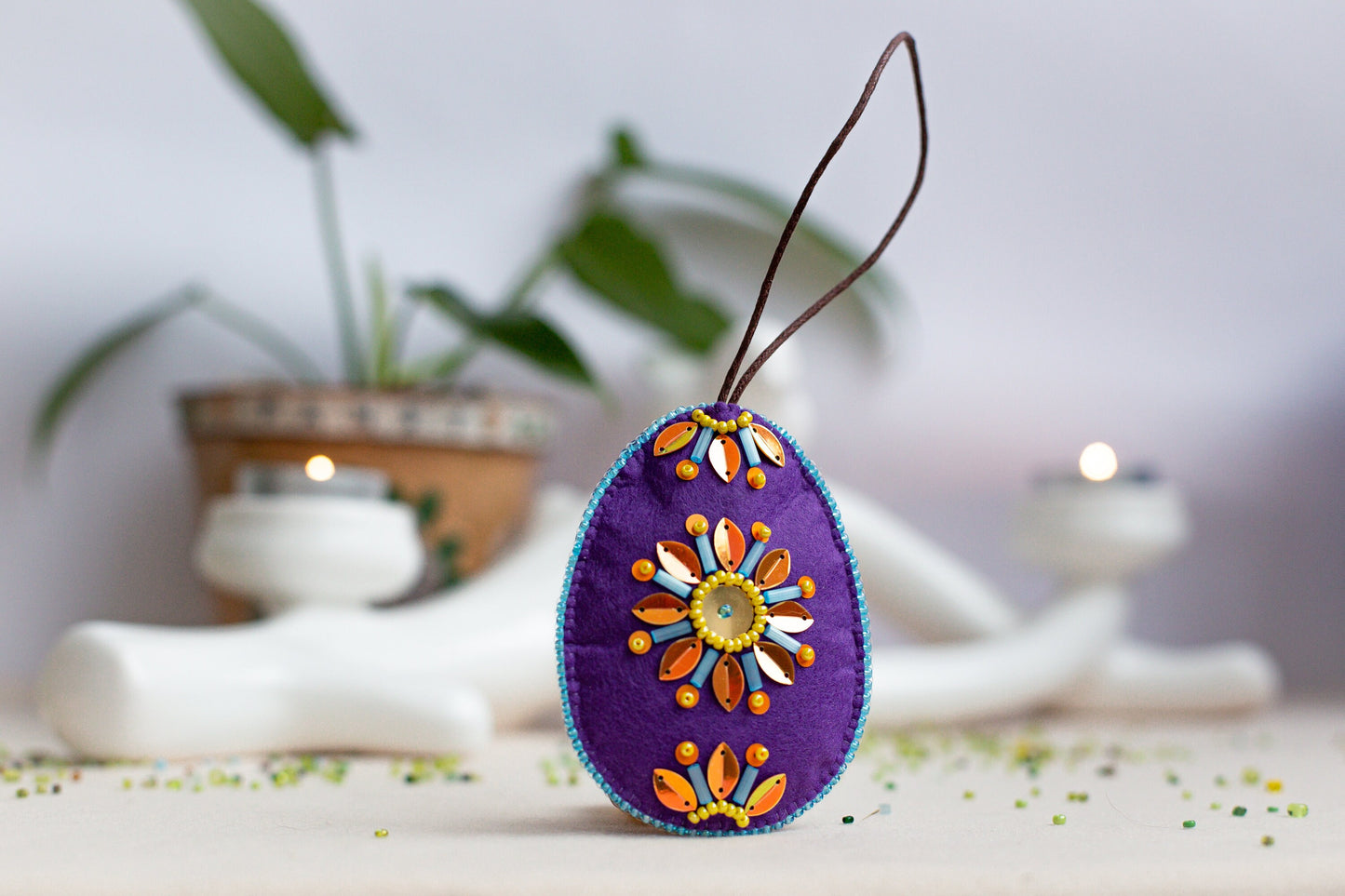 Easter Egg Bead embroidery kit. Seed Bead Brooch kit. DIY Craft kit. Beadweaving Kit. Needlework beading. Handmade Jewelry Making Kit