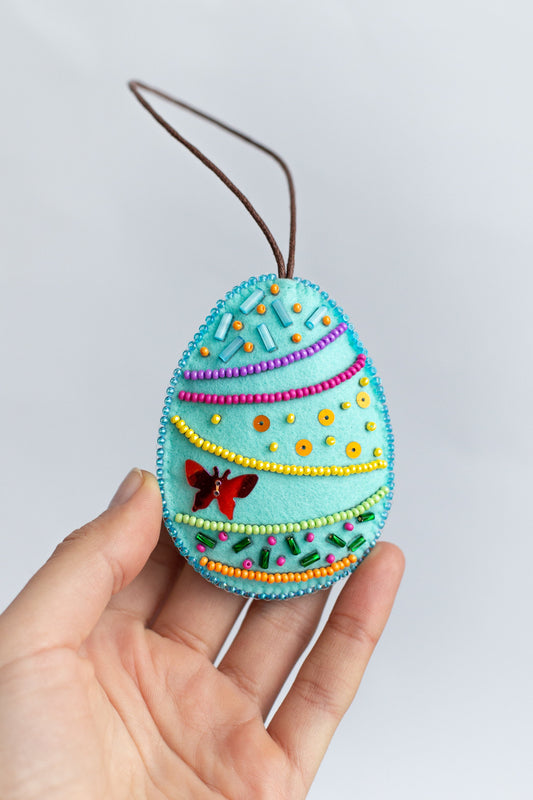 Easter Egg Bead embroidery kit. Seed Bead Brooch kit. DIY Craft kit. Beadweaving Kit. Needlework beading. Handmade Jewelry Making Kit