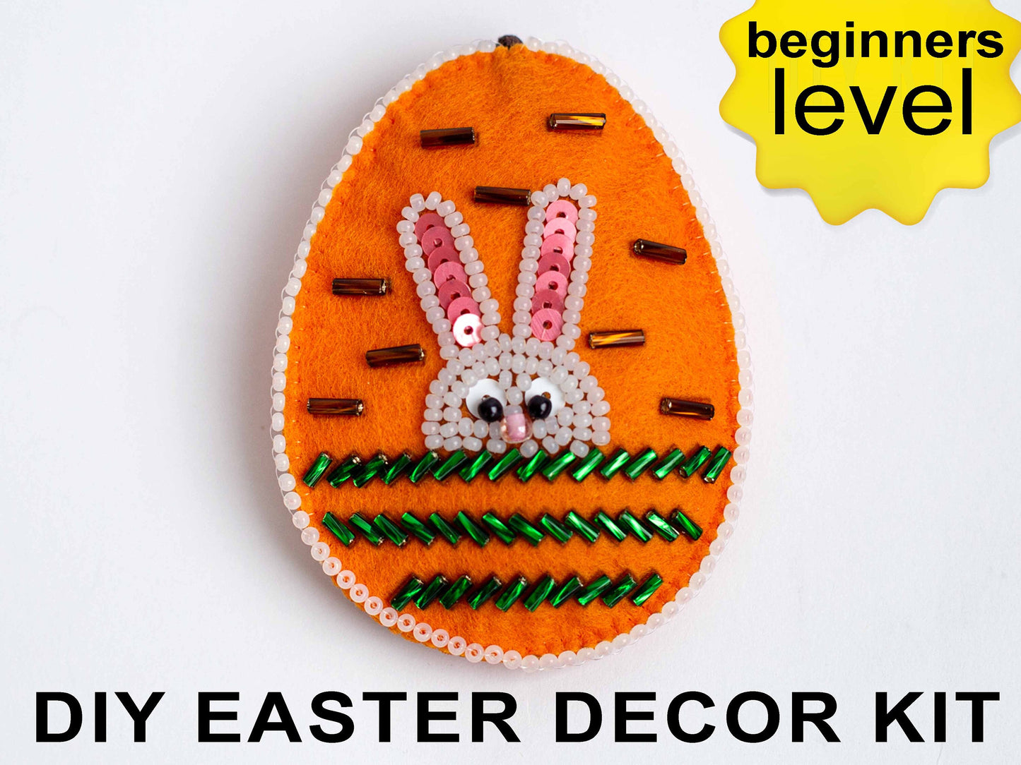 Easter Egg Bead embroidery kit. Seed Bead Brooch kit. DIY Craft kit. Beadweaving Kit. Needlework beading. Handmade Jewelry Making Kit