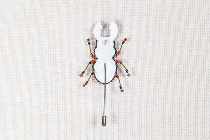Stag Beetle Bead Embroidery kit. Seed Bead Brooch kit. DIY Craft kit. Beadweaving Kit. Needlework beading. Handmade Jewelry Making Kit