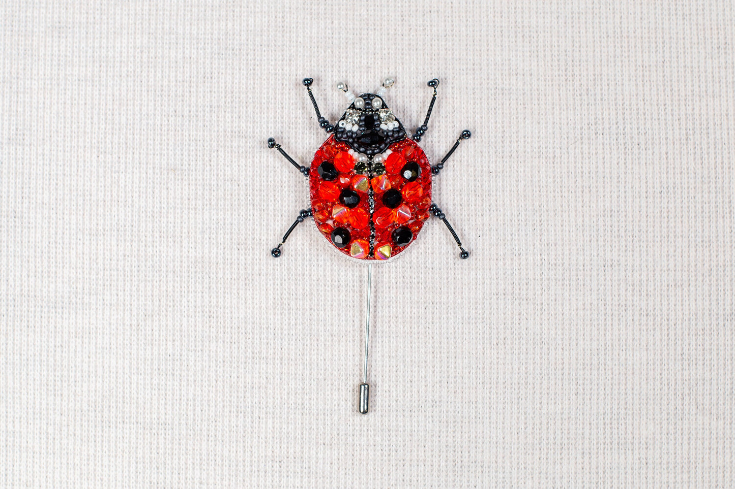 Ladybug Bead embroidery kit. Seed Bead Brooch kit. DIY Craft kit. Beadweaving Kit. Needlework beading. Handmade Jewelry Making Kit