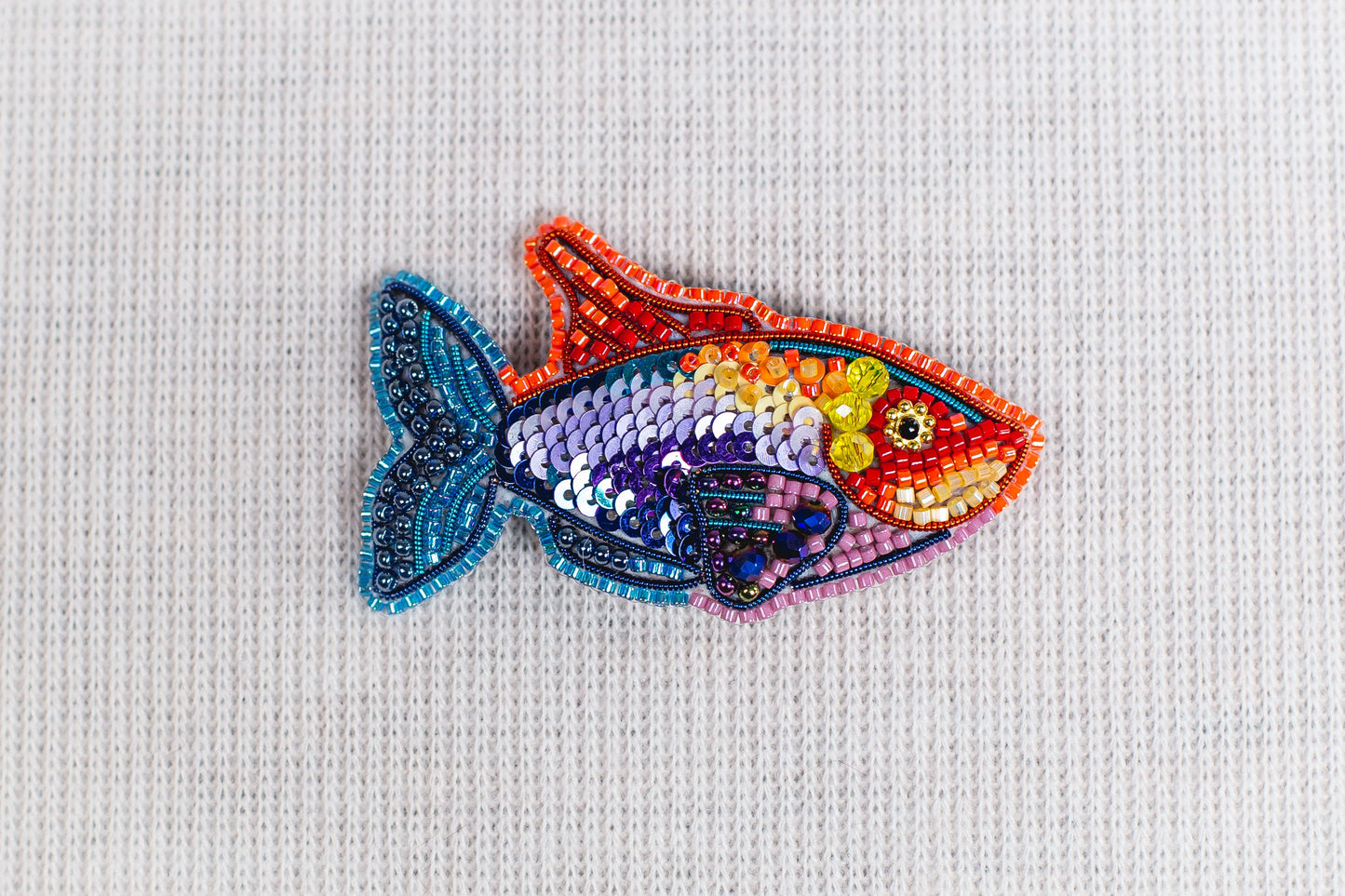Set of 4 fishes Bead Embroidery kits. Seed Bead Brooch kits. DIY Craft kits. Beadweaving Kits. Needlework beading